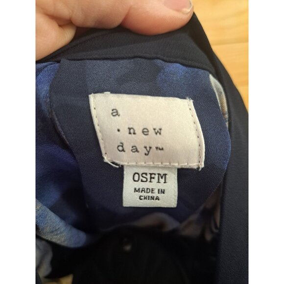 Womens Floral Kimono Cardigan OSFM A New Day 100% Recycled Polyester Navy Beige - Picture 3 of 5